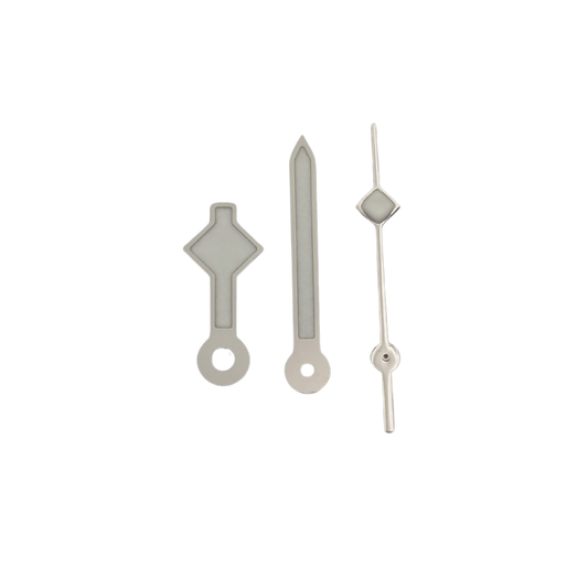 Aiguilles à quartz - Flocon de Neige Argent (Lume Suisse BGW9 Bleue)